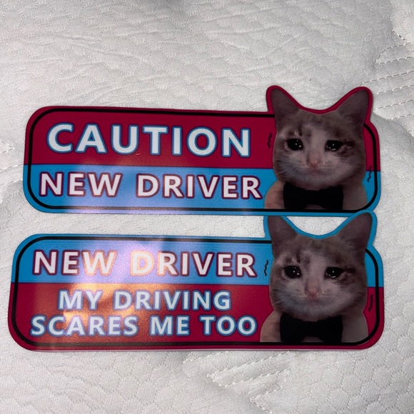 Funny set of 2 bumper stickers for the car! - Picture 2 of 2